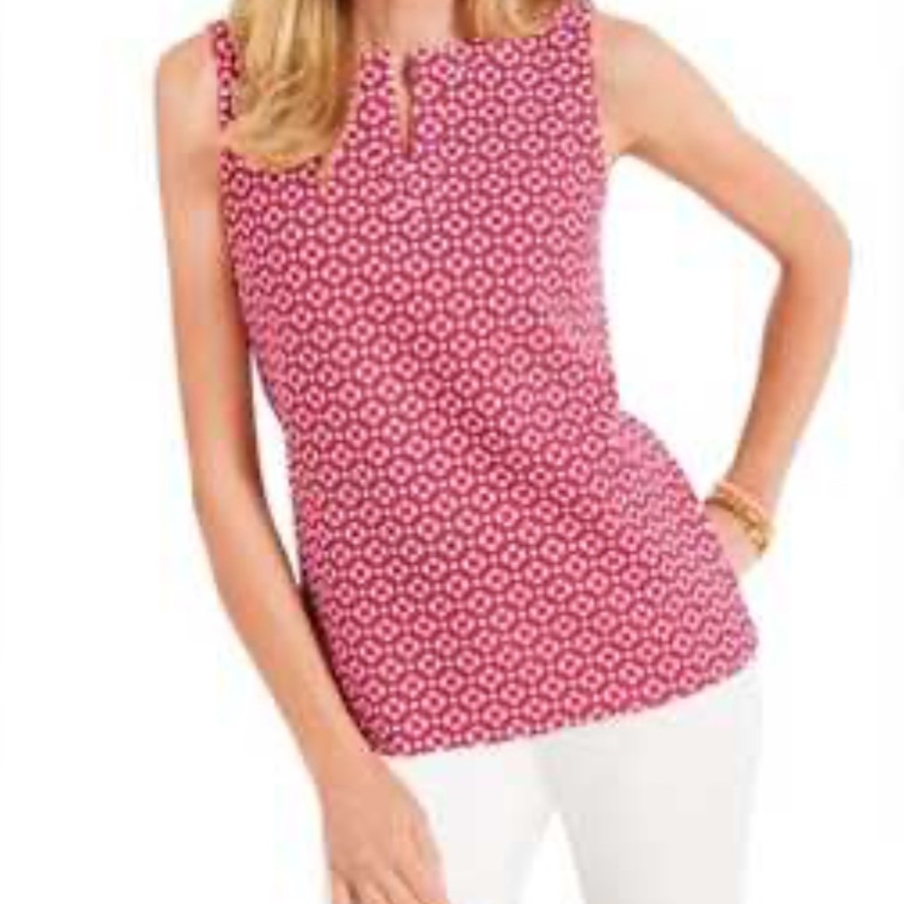 Talbots Red and White Floral Tank Top small